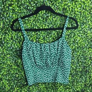 Green Floral Crop Top Large Adjustable Straps